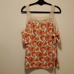 Cold shoulder floral blouse